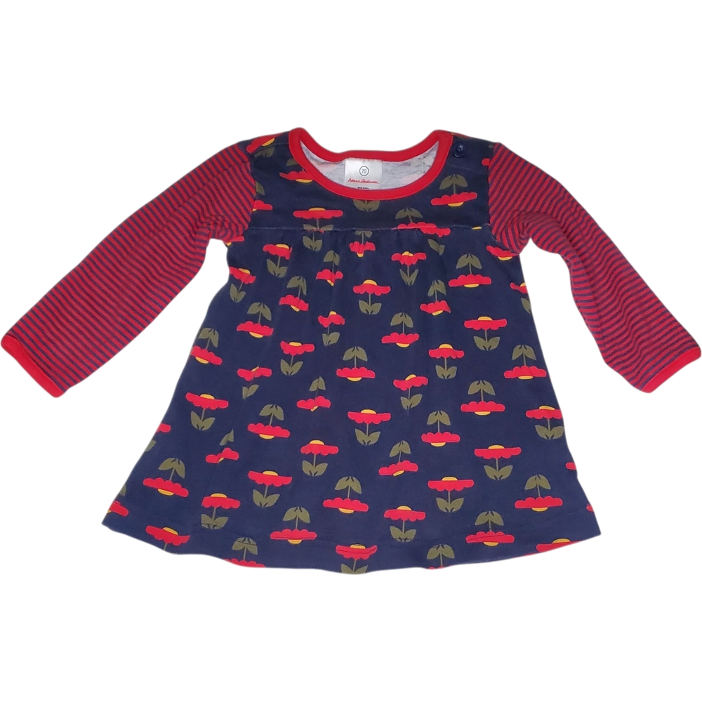 Hanna Andersson Print Day Play Dress Long-sleeve Navy|Red 70 cm (6-12 Months)
